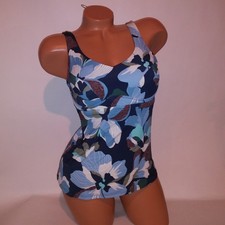 Athleta Swim Tankini Top 36B 36C Blue Floral Padded Underwire