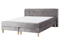 Modernes Boxspringbett Grau Mit Hohem Kopfteil Und Matratze 160 X 200 Cm Marquis