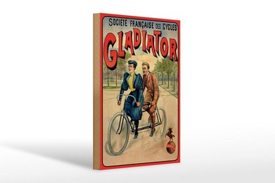 Holzschild Retro 20x30 cm Societe francaise des cycles Gladiator Deko Schild