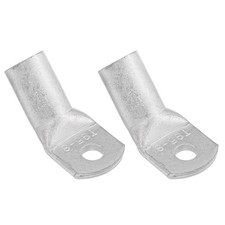 45 Degree Bent 0.53" Inner Dia. 5/16" Copper Wire Lugs Silver, 2Pcs 