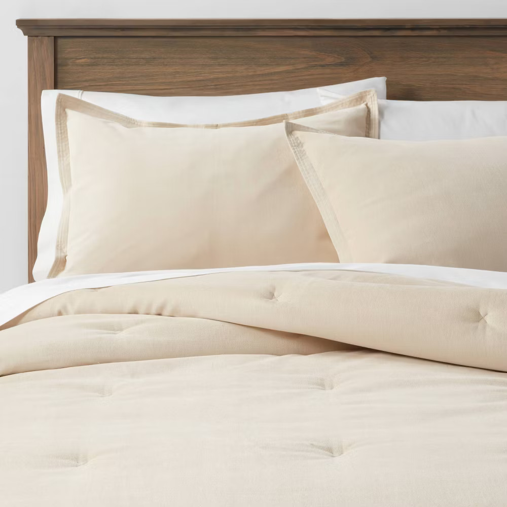 Threshold Velvet Comforter Set Cotton Velvet Finish OEKO-TEX Khaki King 9390₽