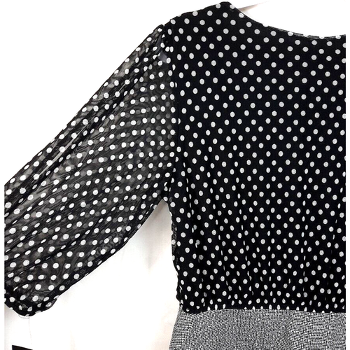 Mini abito vintage Y2K Enfocus trasparente a pois taglia 14P nero bianco grigio nuovo con etichette - Foto 15 di 19