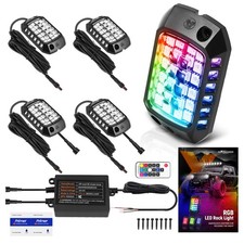 4 Pod Rgb Led Rock Lights Underglow With Bluetooth App Control For Utv Atv Car