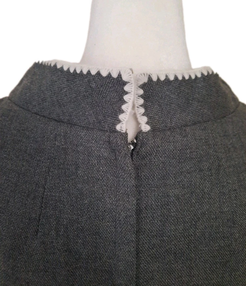 Vestido de Maternidad Helene Scott Vintage Años 60 Gris Blanco Mod Talla S Tweed Lino Foto 4 de 4