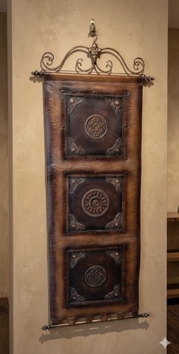 Beautiful Leather Wall Decor Wall Hanging Home Decor with Metal Inserts