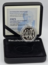 Greece 2025 100 YEARS FROM SCULPTOR TAKIS Silver 6 Euro Coin