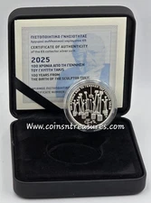 Greece 2025 100 YEARS FROM SCULPTOR TAKIS Silver 6 Euro Coin