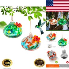 2 Pcs Blown Glass Hummingbird Feeder for Outdoors Hanging, Ant Bee Resistan...