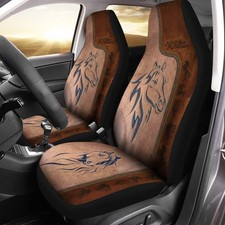 Zipper Leather Horse Print Automobile Seat Cover Sets Car Accessories Interior D