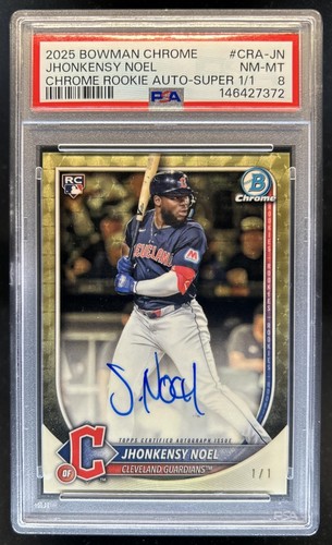 2025 Bowman Chrome Jhonkensy Noel Rookie Auto SuperFractor #1/1 Guardians PSA 8
