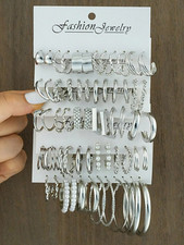 12-60 PCS Women's Golden Hoop Shaped Earring Set Fashion Pendant Ear Studs Gift