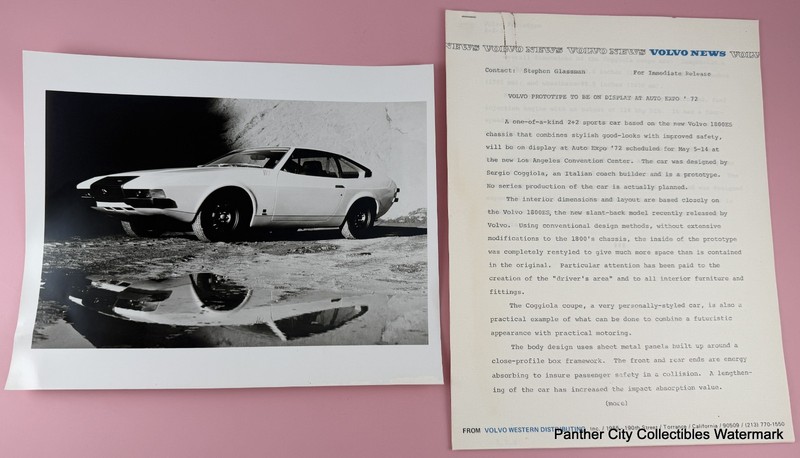 Orig Press Photograph Auto Expo '72 Los Angeles Volvo News 1800 ES Concept Car