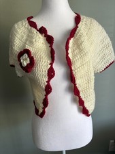 Handmade Knit Crochet Cardigan S/M Cottagecore Peasant Feminine Made by Grandma
