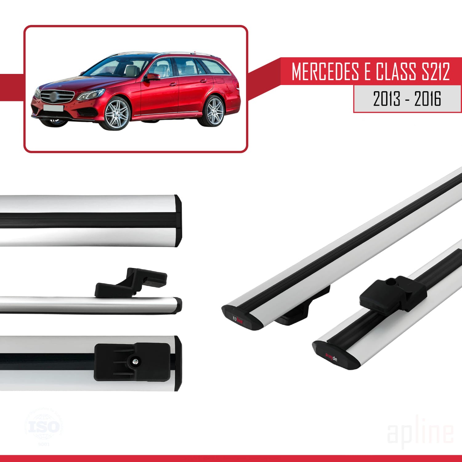 Barre de toit Mercedes E Class S212 2013-2016 gris aluminium profilé Basic 120cm