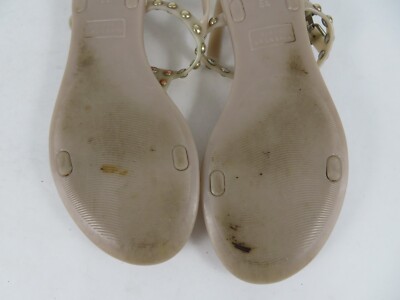 Givenchy Sandals Womens 9 T-Strap Chain Link Jelly Beige