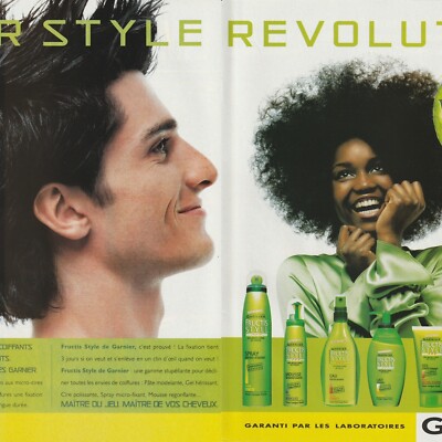 2000 Fructis Style Orig French 2-Pg Print Ad 42x27cm Hairstyle Revolution ENT 98