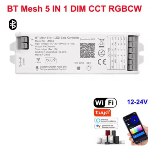 5 in 1 LED Strip Controller Voice Control WIFI Zigbee BT Mesh DIM CCT RGB RGBWC - Afbeelding 16 van 24
