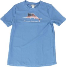 Tommy Bahama Rashguard UPF Shirt Boys XL Short Sleeve Blue Patriotic 4th Of July