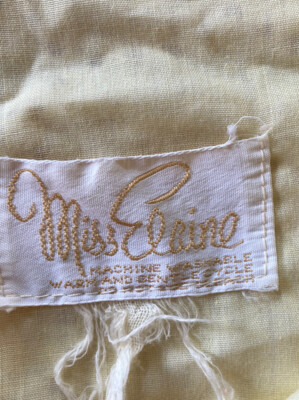 Vintage Miss Elaine Snap Up Belted Eyelet nightgown sz M white