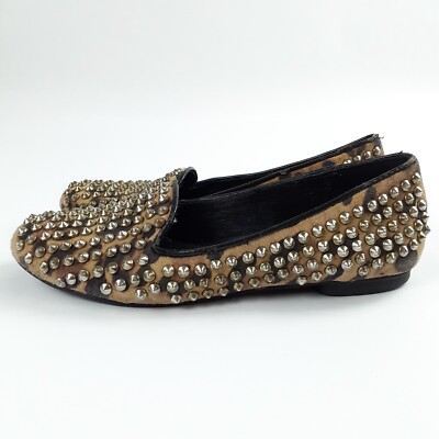 Steve Madden Shoe Womens Loafers Studly All Over Leopard Studded  Leather