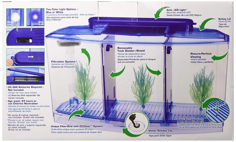 Penn Plax Deluxe Triple Betta Bow Aquarium Tank, 0.7-Gallon - Image 3 of 4