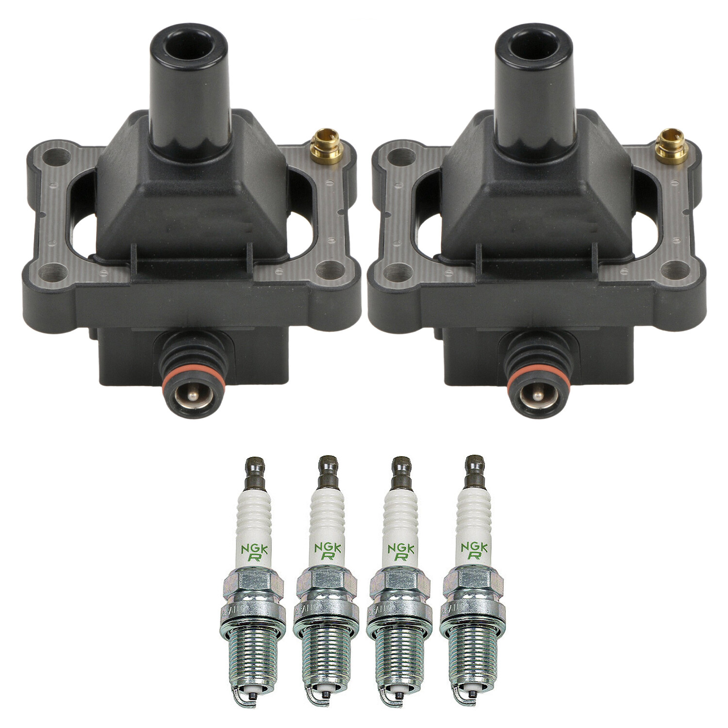 Bosch 2 Ignition Coil NGK 4 V-Power Spark Plug Kit For W202 C230 2.3 L4 97-98