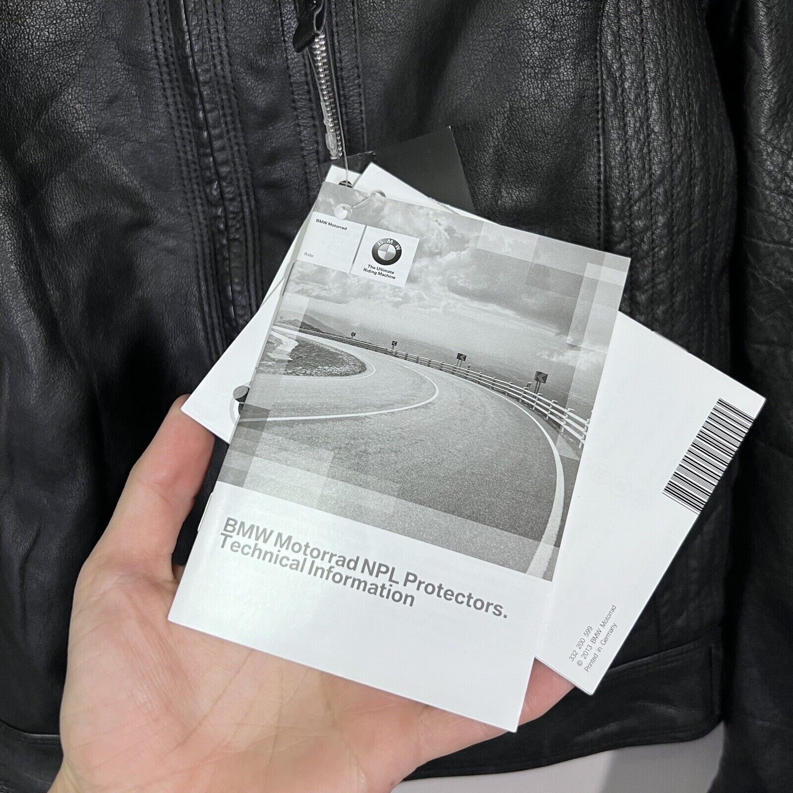 BMW Genuine Motorcycle Black Leather Mens Jacket Euro 56 US 46 for  