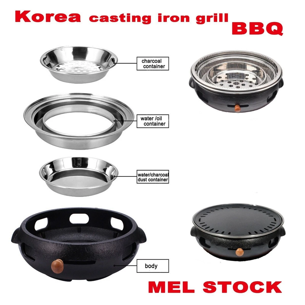 Japanese Korea Charcoal Smoker Portable BBQ Grill table Camping backyard steel