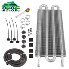 4 Rows Universal Aluminum Remote Transmission Oil Cooler Kit, 12-3/4" x 5" x 3/4