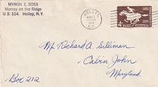 1962 Pony Express postal cover Myron E Ross Holley NY to Cabin John MD