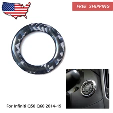 Vehicle TrimCarbon Fiber One-Click Switch Ring For Infiniti Q50/Q60 2014-2019