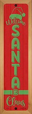 Welcome Santa Claus Red Novelty Wood Mounted Metal Street Sign Holiday Christmas