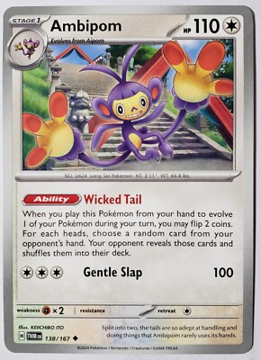 Ambipom 138/167 NM / M - Twilight Masquerade Pokemon Card - KEIICHIRO ITO  Art | eBay