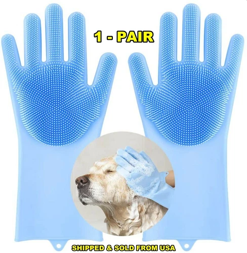 Pet Grooming Gloves, Multipurpose Silicone Cleaning Gloves for Pet Dogs Cats - Picture 2 of 6