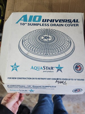 AquaStar 10'' Round Sumpless Drain Cover w/ Universal Adapter Frame