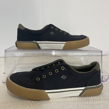 Sperry Top Sider Canvas Sneakers Black Youth 2 M Excellent Condition Boat Shoes