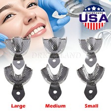 Metal Dental Impression Trays set Perforated Upper & Lower Denture Edentulous