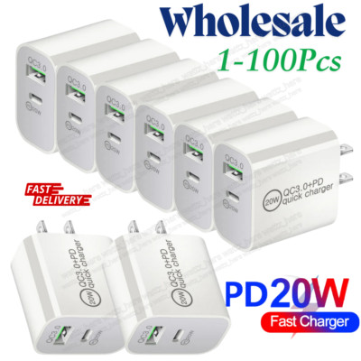 PD 20W QC 3.0 Fast Wall Charger Adapter Lot For Apple iPhone/iPad/Samsung/Google