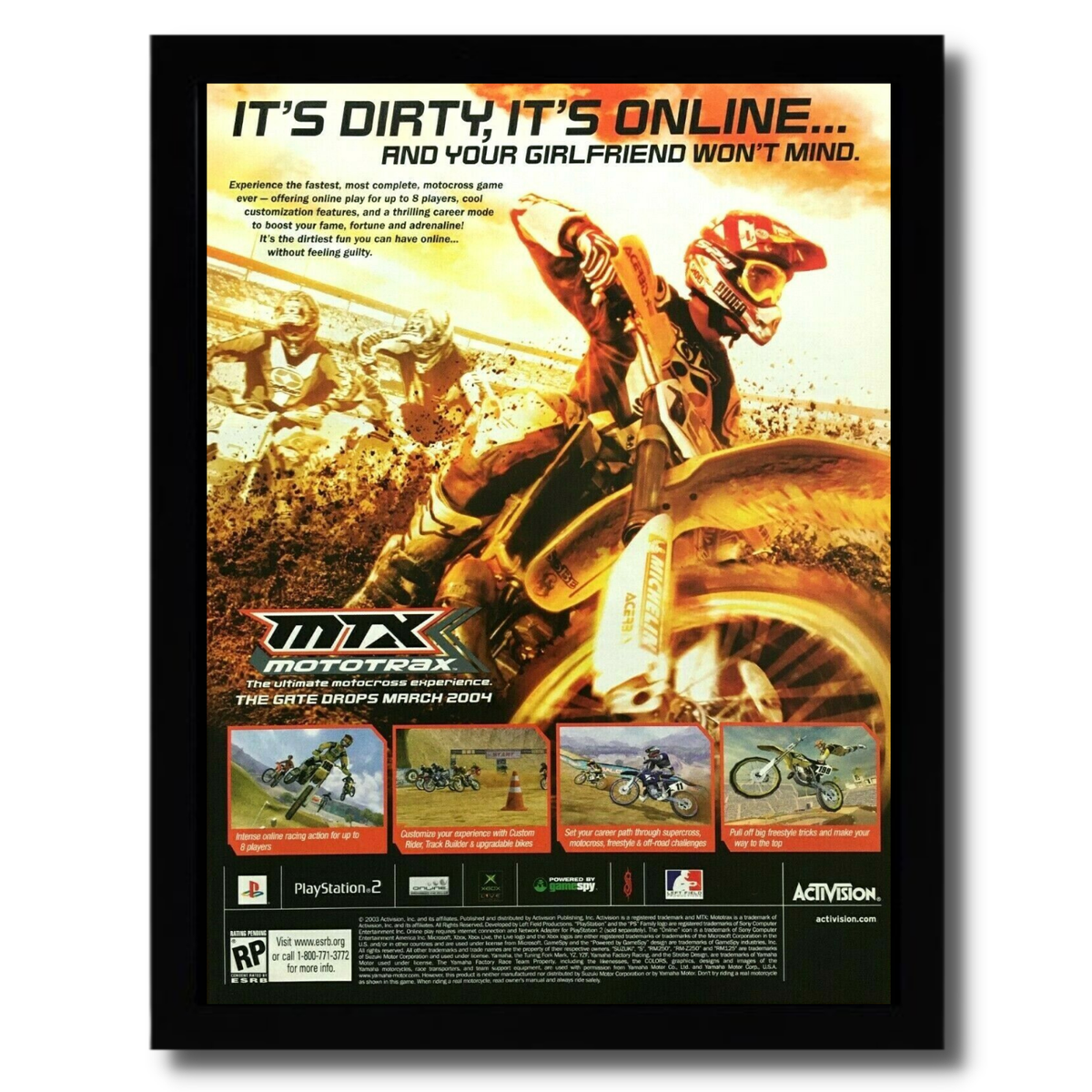 MTX: Mototrax Framed Print Ad/Poster Official PS2 Xbox Motocross