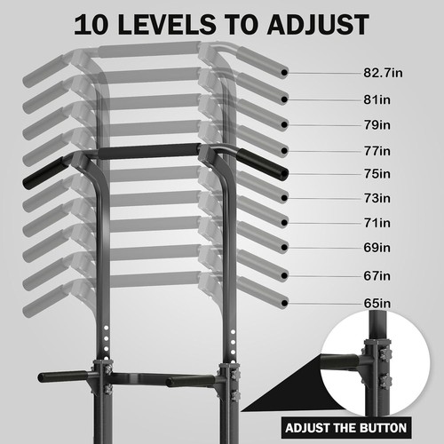 Adjustable Bench Power Tower Dip Station Pull up Bar Strength Training Workout - Picture 4 of 9
