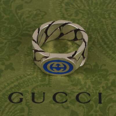 Authentischer Gucci Sterlingsilber ineinandergreifender Panzerkettenring