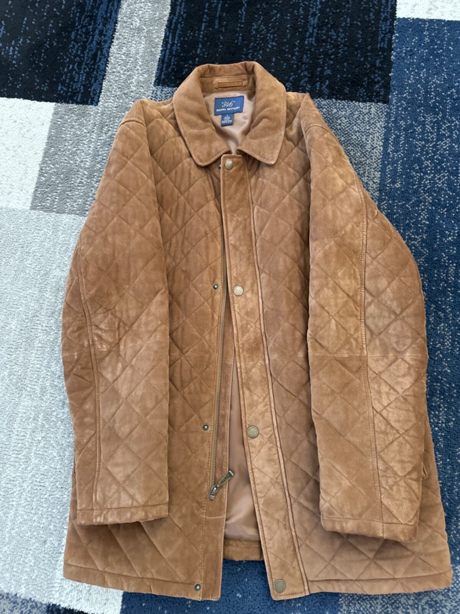Brooks Brothers Brown Suede Leather Button Front Jacket Mens Size