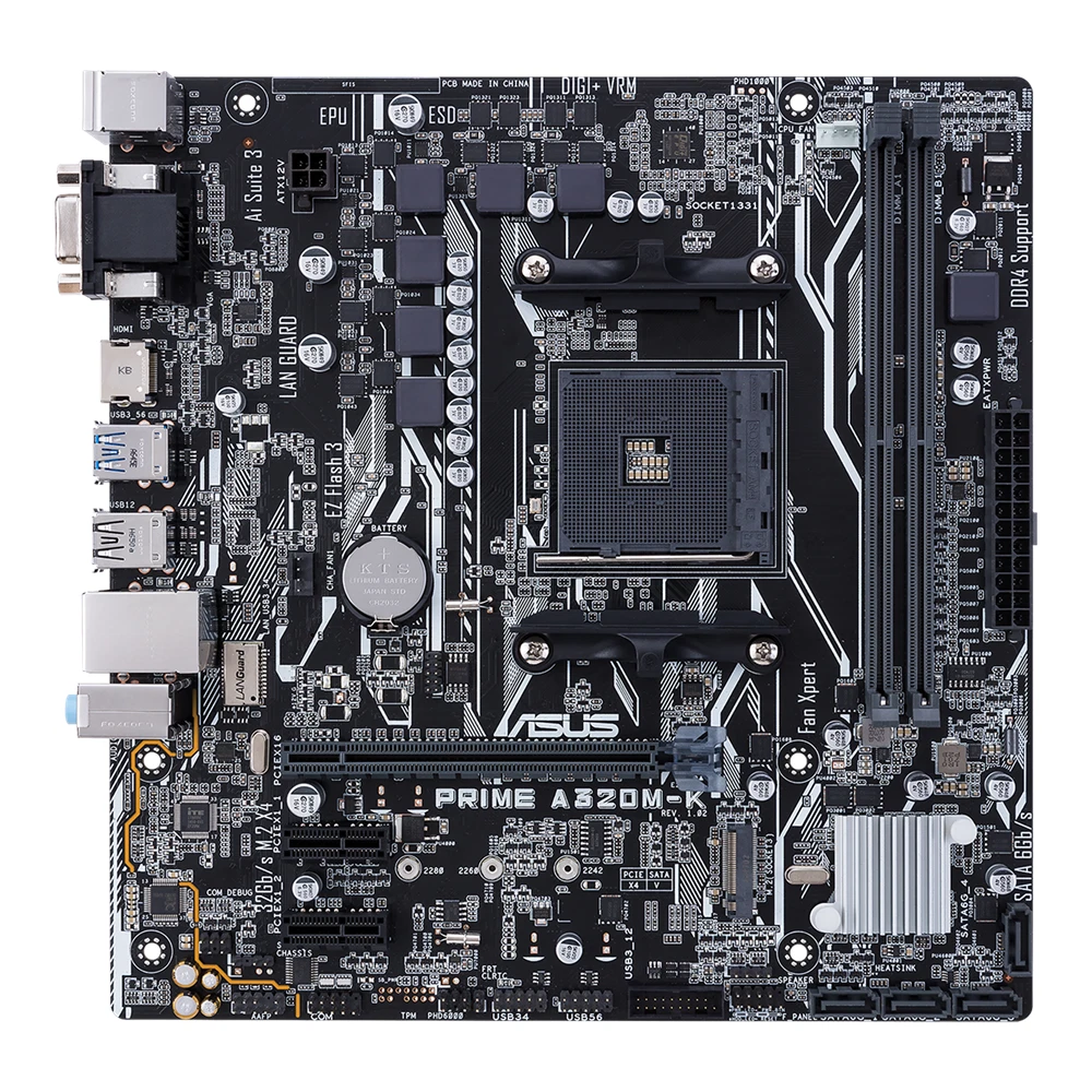 ASUS AM4 Motherboard PRIME A320M-K M.2 hdmi sata 6Gb/s usb 3.0 M-ATX ddr4