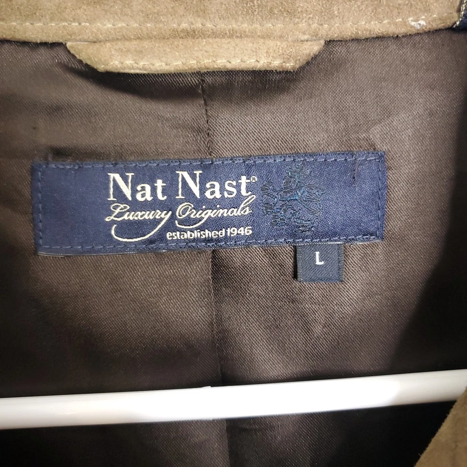 Chaqueta Camisa Nat Nast Para Hombres Grande Cuero Bolsillos con Solapa Suave Botón Frontal Foto 4 de 4
