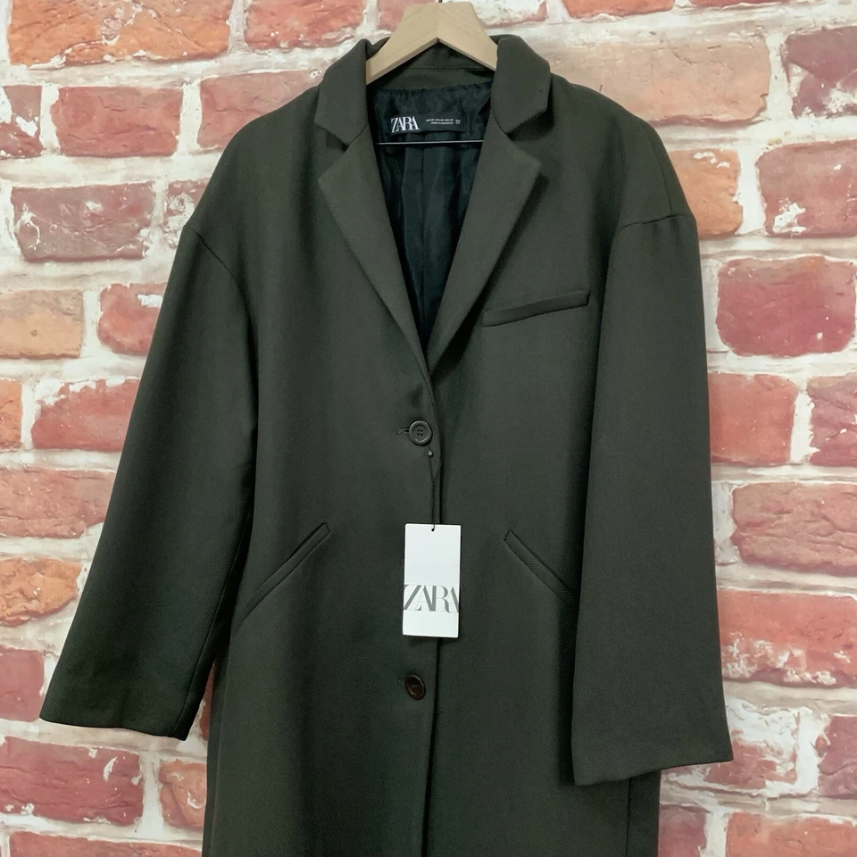 Blazer Zara Basic Chaquetón Mujer XS Gris Carrera Trabajo Oficina Chaqueta Larga Foto 3 de 4