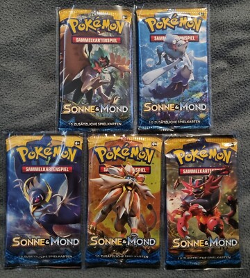 Pokemon Sonne & Mond 5x Booster Packs - Neu & OVP - deutsch