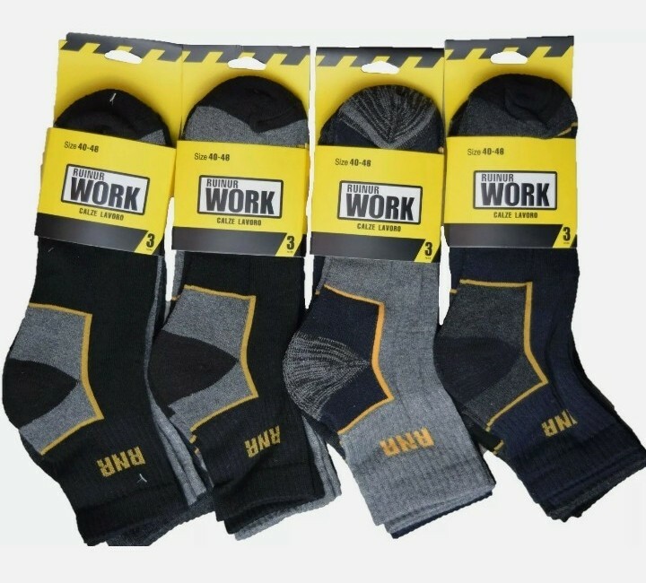 LOTTO - 6 PAIA CALZE CORTE UOMO WORK SPORT LAVORO RINFORZATE SPUGNA COTONE - Foto 4