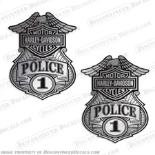 Fits Harley-Davidson Fuel Tank Motorcycle Decals (Set of 2) - Police "1" Badge