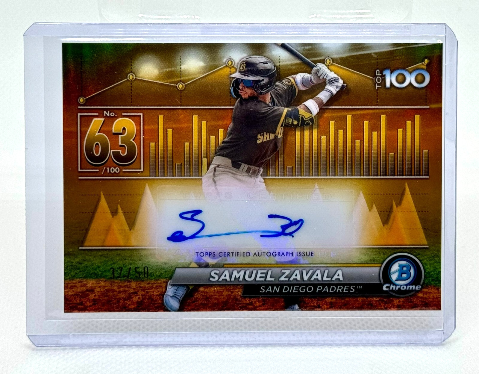 2024 Bowman Chrome - Samuel Zavala - Scouts Top 100 Gold Auto /50