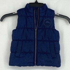 Tommy Bahama Baby Size 18 Months Zip Front Puffer Vest Navy Blue Fish Chest Logo